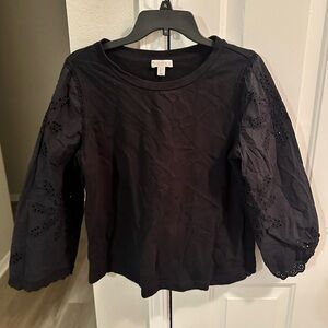 Black  Women's Blouse with Eyelet Sleeves